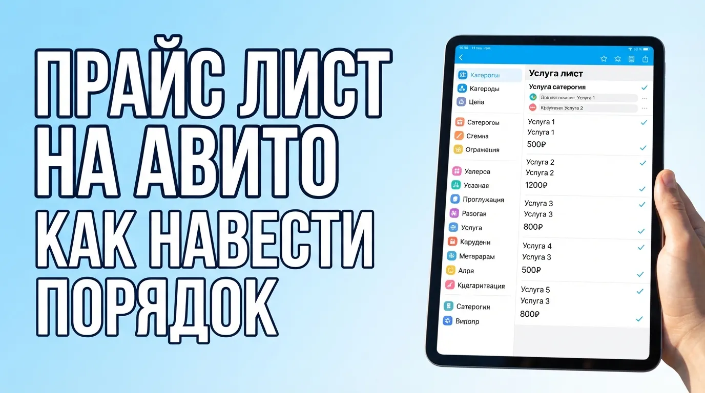 Как составить прайс-лист в профиле на Авито: структура каталога услуг